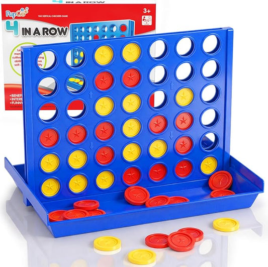 Pup Go 4 in a Row Connect Board Game for Kids 3+, Family Games for Children | Standard Size Connect Board Games for Adults, Party Game, 2 Player Strategy Game for Children, All-in-1 Storage 6 Spare Discs