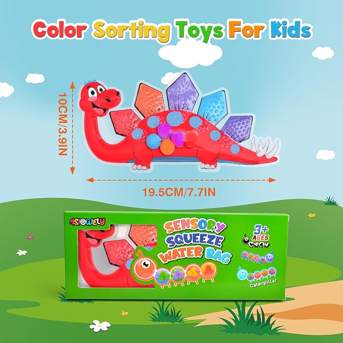 8Pcs Dinosaur Color Sorting Sensory Toys for Kids with Autism Toddler Toys for Airplane Travel Road Trip Montessori Toys Fine Motor Skills Easter Basket Stuffers Gifts for Kids Boys Girls