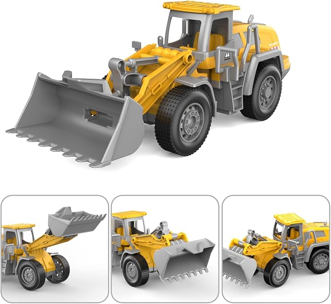DOWELLIN Transport Truck Toys for Kids, Includes Semi Carrier Car and Bulldozer Trucks, Cars Toy Vehicle Birthday Gift for 3+ Years Old Boys Girls Child