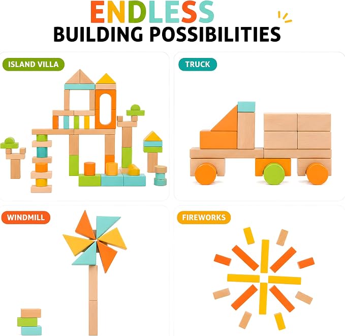 100pcs Building Blocks for Toddlers 1-3, with Storage Bucket | with Shape Sorter, Stacking Toys or 1 2 3 Year Old, Learning Toys for Preschool Girls and Boys