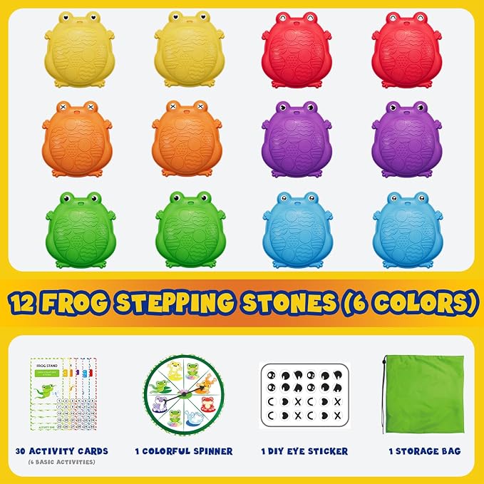 Stepping Stones for Kids, 12PCS Non-Slip Balance Steps Stones | Obstacle Courses Sensory Balance Toys, Coordination Game Gift for Boys Girls Indoor Outdoor Play Ages 3-5