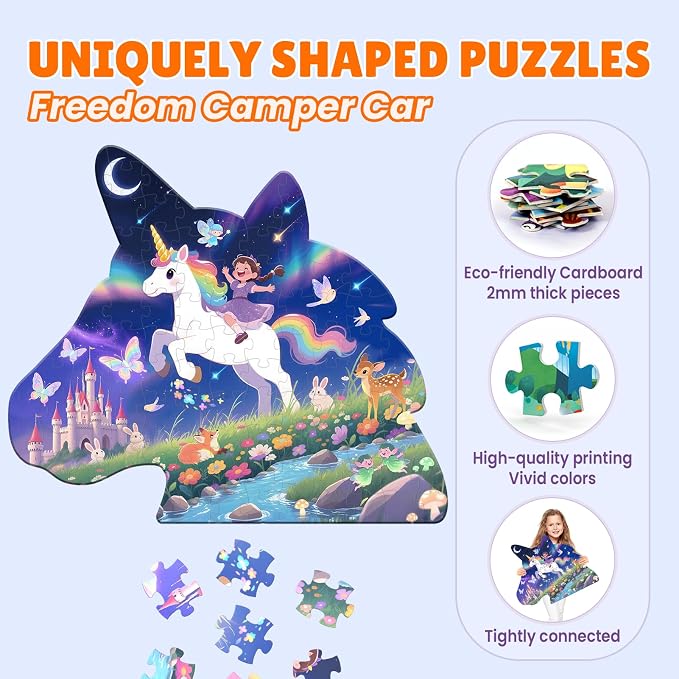 100 Piece Puzzles for Kids Ages 4-6 6-8, Educational Puzzles for Boys Girls | Unicorn Animal Jigsaw Puzzles for Kids, Floor Puzzles for Preschool Learning, 17"×20" Puzzles Toys For Child Birthday Gifts