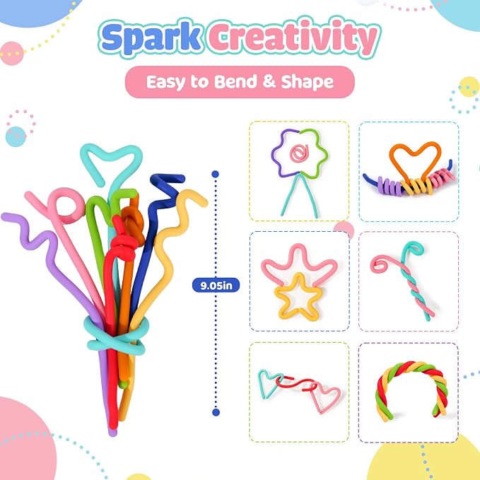 Sensory Toys Fidget Sticks for Kids: 8 Pack Creative Silicone Fidget Sticks - Quiet Desk Fidgets for Classroom Prizes - Fidget Toys for Autism ADHD Stress Relief - Calm Down Back to School Supplies
