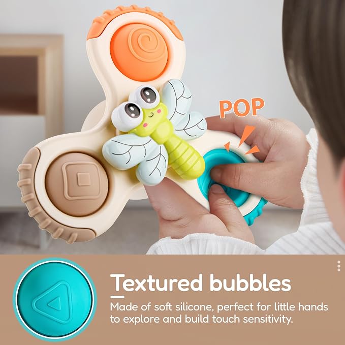Pop Suction Cup Spinner Airplane Travel Toys for 1 Year Old Boy Girl | Novelty Spinning Tops Infant 12 18 Months,1 2 Year Old Boy Birthday Gift for Toddlers ,Sensory Baby Bath Toy Kids Ages 1-3