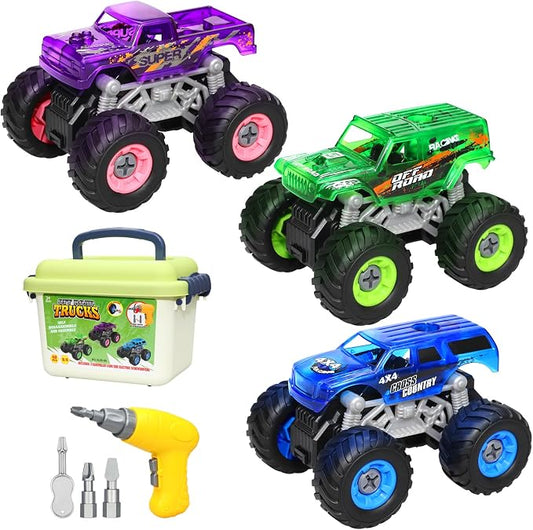Take Apart Monster Truck Toys for Kids Age 4-7, STEM Monster Trucks | Electric Drill & Storage Box, Educational Building STEM Toys for Kids, Christmas & Birthday Gifts for Boys Girls 3-5 4-8