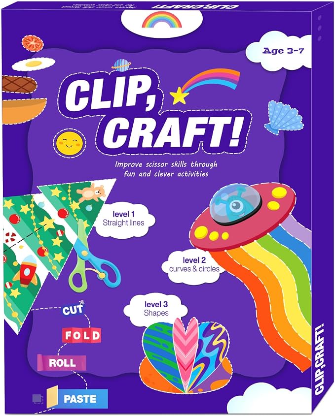 Toddler Scissor Skills Activity Book, Fun Art and Crafts for Kids 4-6 | Fine Motor Skill Toys Christmas Birthday Gifts for Kids Ages 3, 4, 5, 6, 7, Preschool Learning Activity Cutting Art Supplies