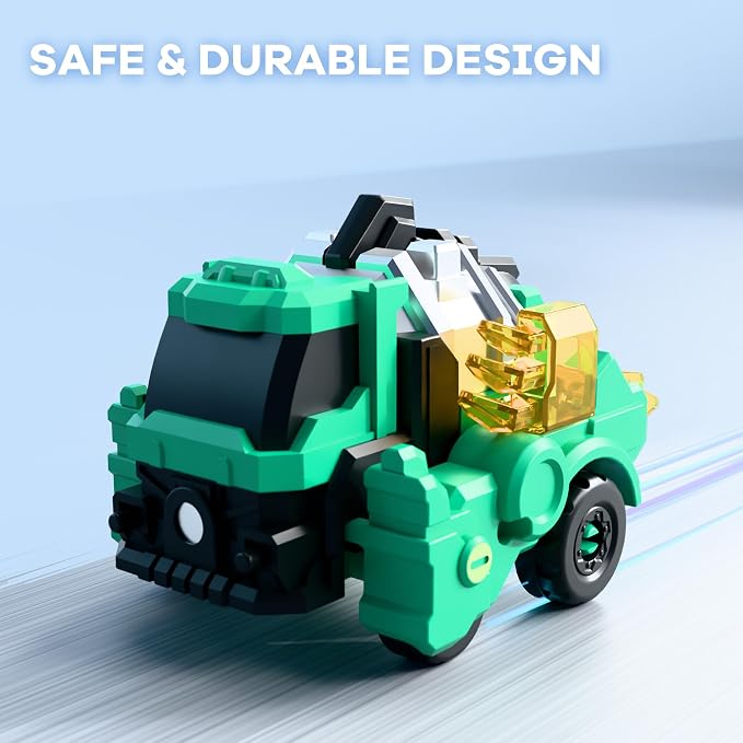 iPlay, iLearn Kids Dinosaur Transform Robot Toy Magnetic Transforming Truck | 6-in-1 Dinosaur Construction Trucks, Toddler STEM Assemble Building Toy, Cool Birthday Gift Age 3 4 5 6 7 8 Year Old Boy Girl