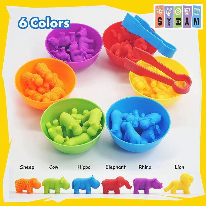 UNIQUE KIDS Counting Educational Learning Toy Set with Sorting Cups – Engaging Sensory Color Classification Training Game for Toddlers and Preschoolers Training Ages 3 and Up