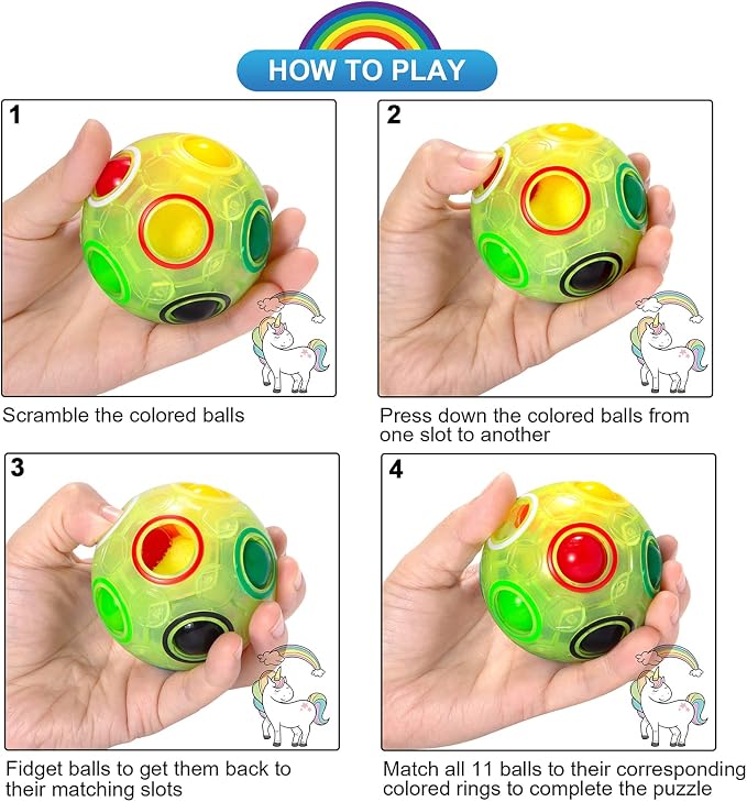 Magic Rainbow Puzzle Ball, Fidget Ball Puzzle Brain Teaser Fidget Toy for Boys & Girls- Birthday Party Easter Valentines Christmas Stocking Stuffers for Kids Teen & Adults(Green)