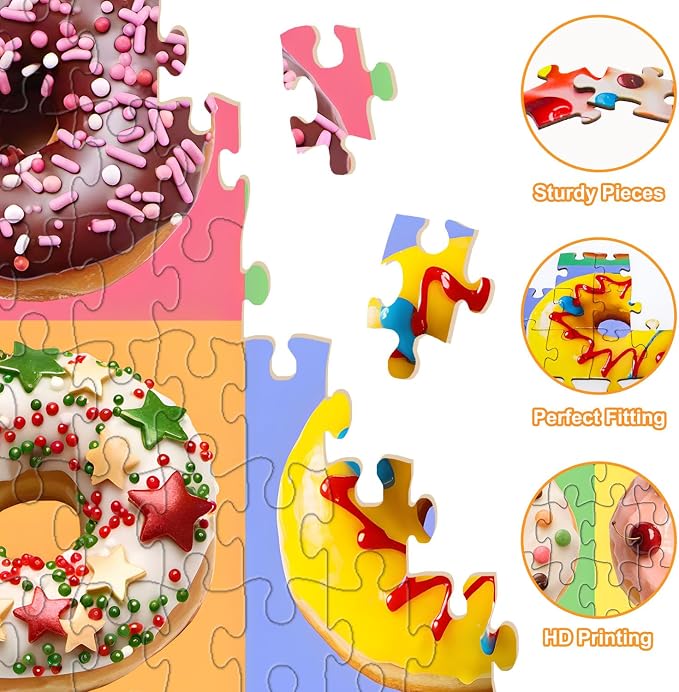 Puzzles for Kids Ages 6-8 8-10 Year Old -200 Pieces Colorful Sweet Donuts | Educational Learning Toys Puzzles for Kids Ages 10-12, Gift for Boys and Girls, Home Decor