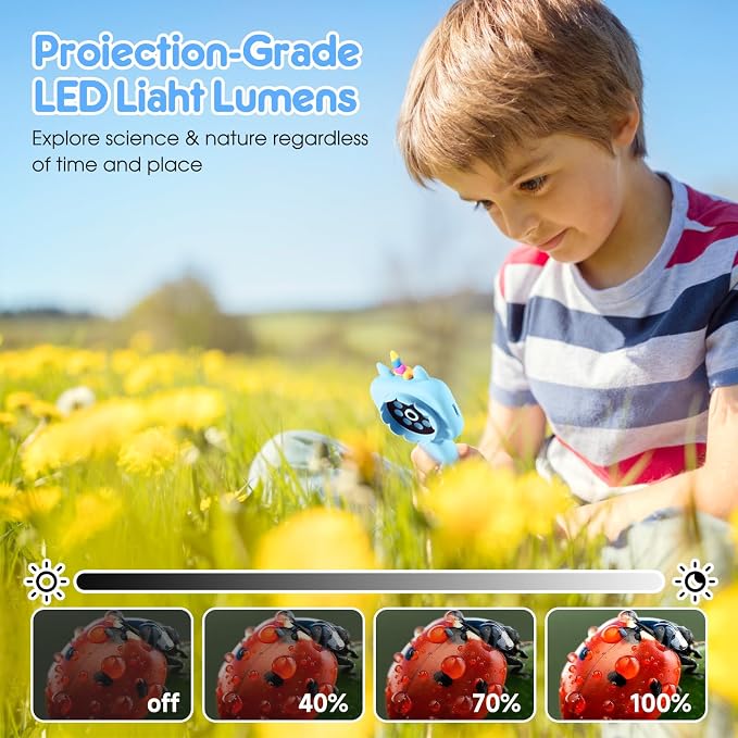 Magnify 2.4" Screen Handheld Microscope for Kids, 600X Digital 4K Kids Microscope, 8 LEDs Pocket Microscope, Portable Edu Toy for Ages 3-12 Boys& Girls Exploring Bugs Plants at Home & Outdoor Travel