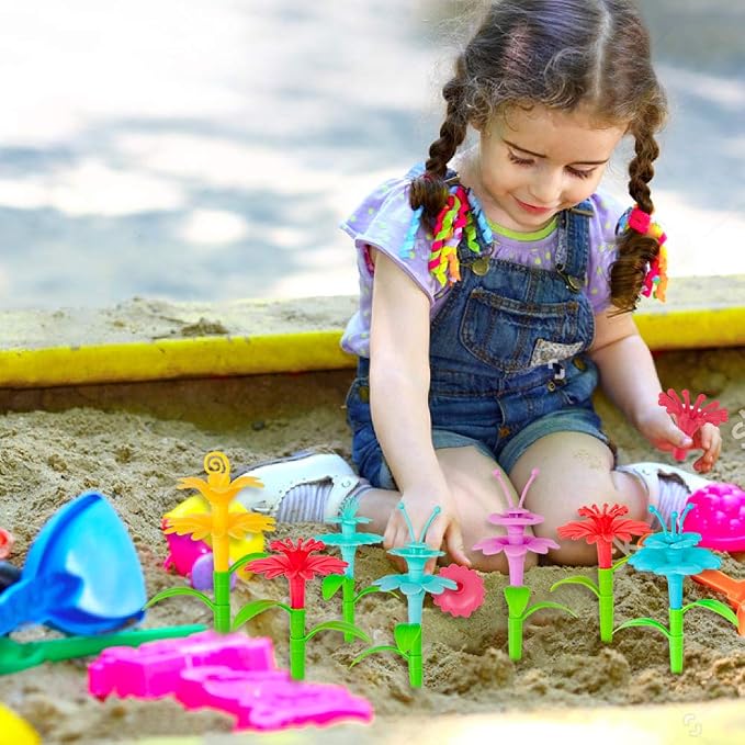 Birthday Toys Gift for 3 4 5 6 7 Year Old Girls and Boys,Flower Garden Building Toy with Carry Box, STEM Toys for Preschool Children Educational Activity Toys