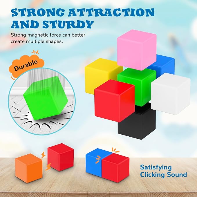 ROMDS 64 PCS Magnetic Blocks Toddler Toys Sensory Toys Magnetic Building Blocks Toys for Toddlers 3 4 5 6 7 8+ Years Old Boys Girls