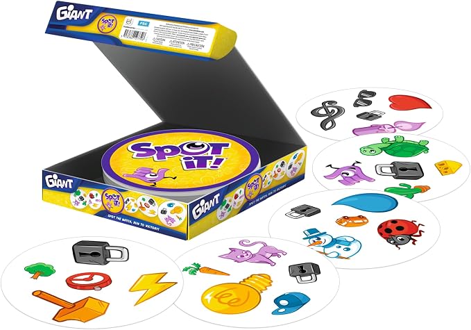 Asmodee Spot It! Giant Card Game | Oversized Matching with 4 Exclusive Mini-Games, Fast-Paced Family Game for Kids & Adults, Ages 6+, 2-12 Players, 15 Mins