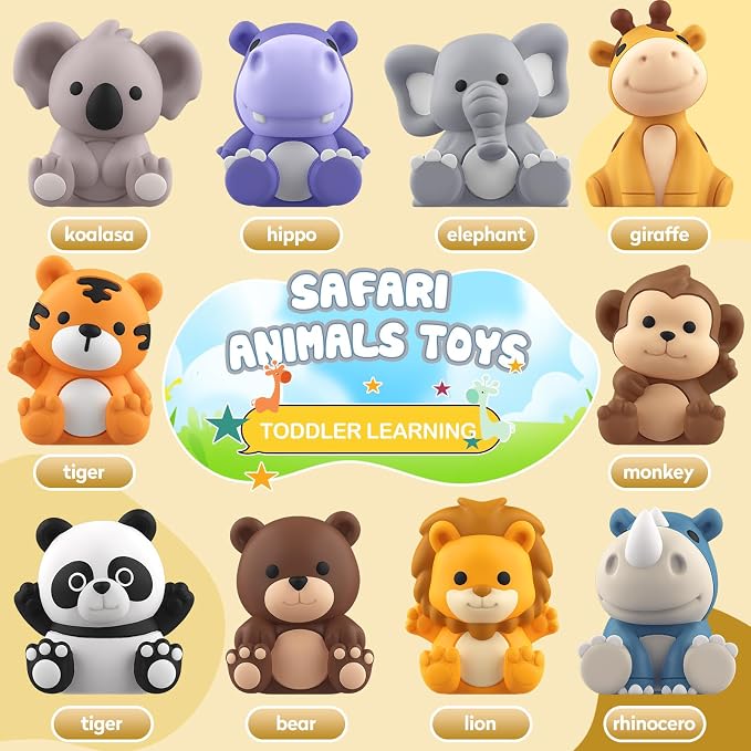 Toddler Toy for 1 2 3+ Years Old,Learning Toy for Toddlers with Animal Toys | 20PCS Safari Animal,Montessori Educational for Kids,10 Animals &10 Houses for Babies Boys Girls Christmas Birthday Gift