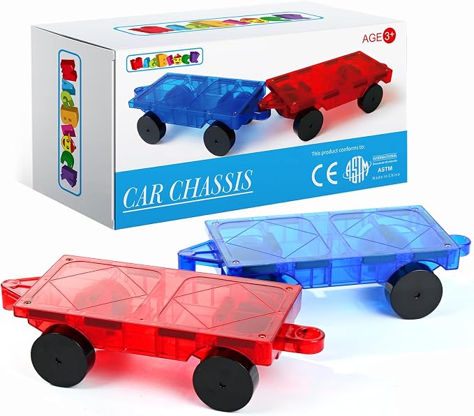MAGBLOCK 2-Piece Car Set Suitable for Magnetic Blocks Tiles | Magnetic Toy Vehicles and Accessories, Expand and Enrich Your Magnet Tiles STEM Educational Toys
