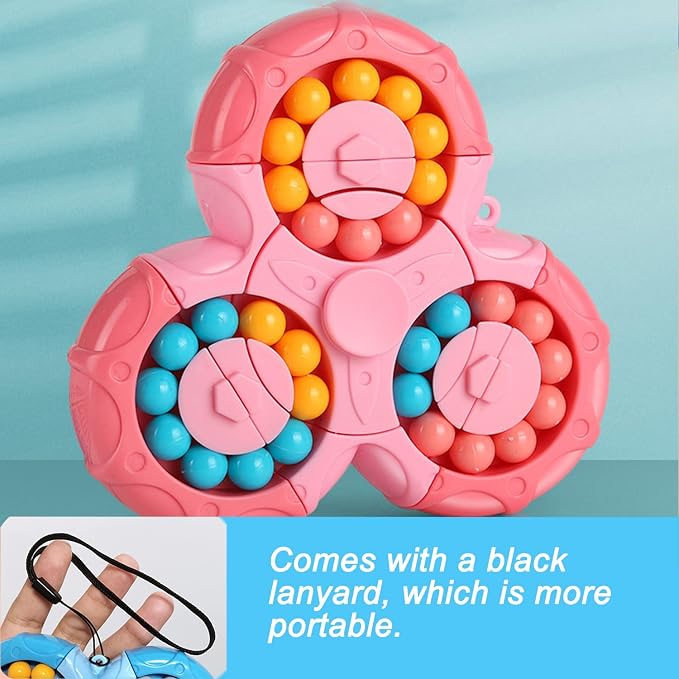 Magic Bean Rotating Brain Teaser Finger Puzzle Toy,Boys Girl Handheld Spinner Stress Anxiety Relief Ball Game Sensory Toys,Gift for Kids Ages 3Above Easter Christmas Birthday New Year