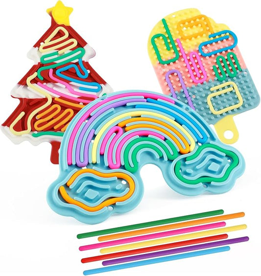 3Pack Sensory Activity Board for Kids & Adults，Double-Sided Stress Relif Sensory Board Toys with Individually Wrapped Quiet Fidget Board Stocking Stuffers for ADHD & Autism Boys Girls
