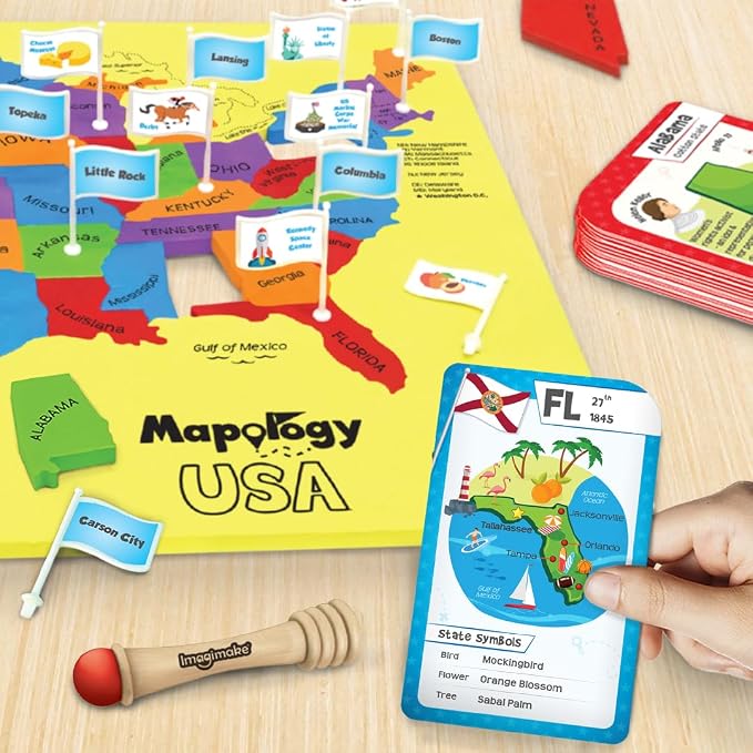 Imagimake Mapology - USA Map Puzzle with Flash Cards for Kids Ages 8+ | Educational Geography Toy, Learn 50 States with 750+ Facts of USA, Gift for Girls & Boys Ages 8,9,10,11,12 Years Old