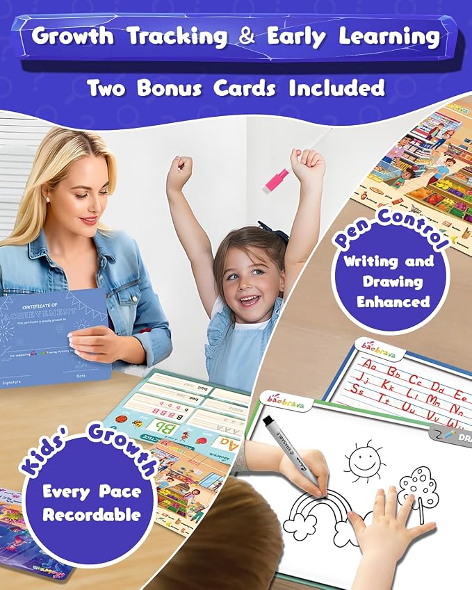 Baobrava Search and Find Book and Handwriting Practice Books Set | More Than 50+ Preschool Learning Activities for Toddler and Kids 3-8, Travel Games for Road Trip Car Airplane