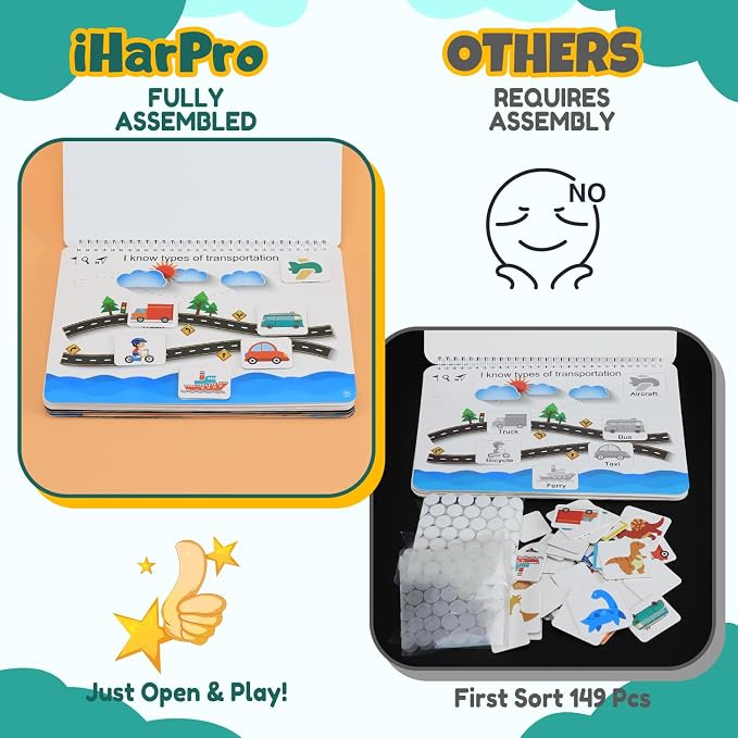 Montessori Busy Book for Toddlers Ages 3-6 | Preassembled Sensory Toy for Autism & Fine Motor Skills | Preschool Learning Activities Binder | Homeschool Supplies | Gift for 3+ Year Old Boys Girls