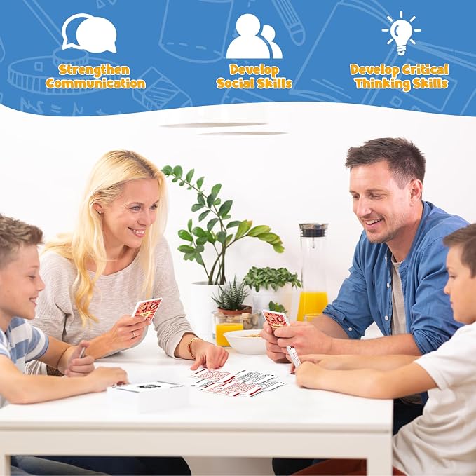 Kasfalci Family Conversation Cards, Conversation Starter Cards, Playing Question Card Games for Families, Family Board Games, Dinner Table & Road Travel Activities for Kids, Teens and Adults