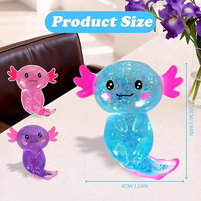 Axolotl Squishy Stress Ball, Soft TPR Slow Rising Squeeze Toy, Cute Axolotl Fidget Toy for Stress Relief, Anxiety Calming Sensory Toy for Kids Adults