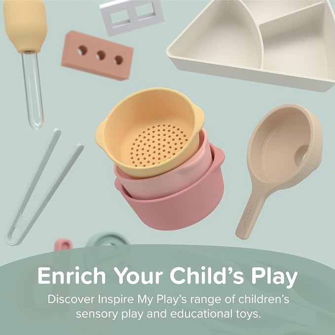 4 x Natural Mini Scoops for Messy Play | Kids Silicone Sensory Scoops | Kids Scoops Sensory Play | Messy Play Mud Kitchen Accessories | Suitable for 10 Months Plus | Tuff Tray Accessories