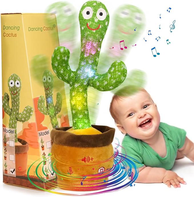Emoin Talking Cactus Toy, Dancing Cactus Baby Toy | Mimicking Recording Repeating What You Say, Educational Interactive Baby Boys Girls Toys, Volume Adjustment
