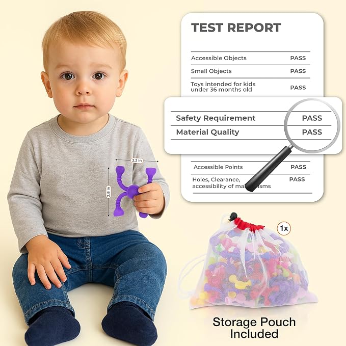 Kids Sensory Color Building Toys, 50pcs Fine Motor Skills Toys | Educational Stem Activities for Toddlers, Travel Toy for Airplane, Car, ADHD