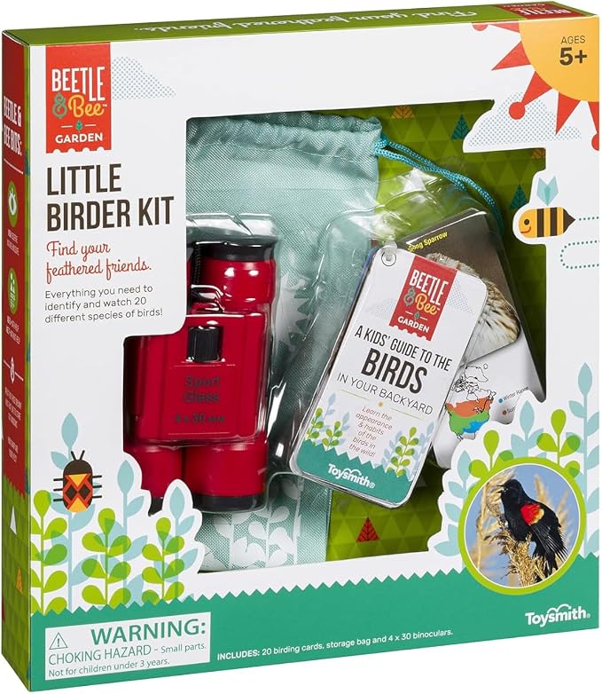Beetle & Bee Bird Watching Kit For Kids 4x30 Binoculars Nature Toy Ages 5+ | Outdoor Explorer Gear, Backyard Birding Activities, Starter Observation Play, Travel Discovery Trips, Young Naturalist Gifts.