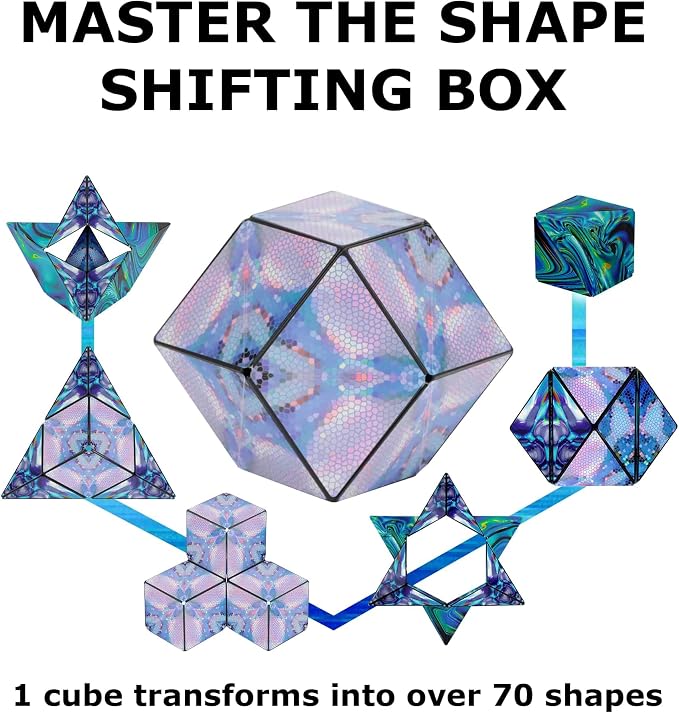 Shashibo DODECA Magnetic Puzzle Cube, Stress Relief Fidget Toy | 100+ Possible Shapes, Sensory Fidget Toy For Adults & Kids, Fun Shape Shifting Puzzle Box For All Ages