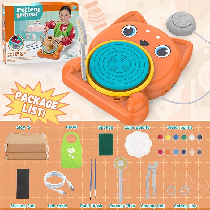 Aujazyble Pottery Wheel for Kids - Complete Pottery Painting Kit Crafts Toy | Art Supplies Arts and Crafts for Girls Boy Kids Toy, Birthday Halloween Christmas Gift for Kids Ages 6 7 8 9 10 11 12+, Dog