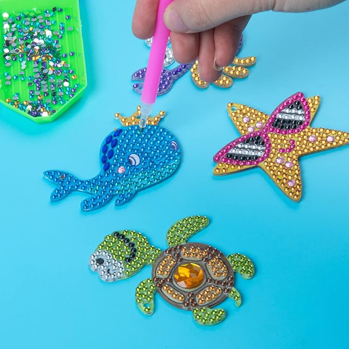 Labeol Arts and Crafts for Kids - Creat Your Own GEM Keychains-5D Diamond Painting by Numbers GEM Kits for Kids Girls Toddler Age 6-7 6-8 10-12
