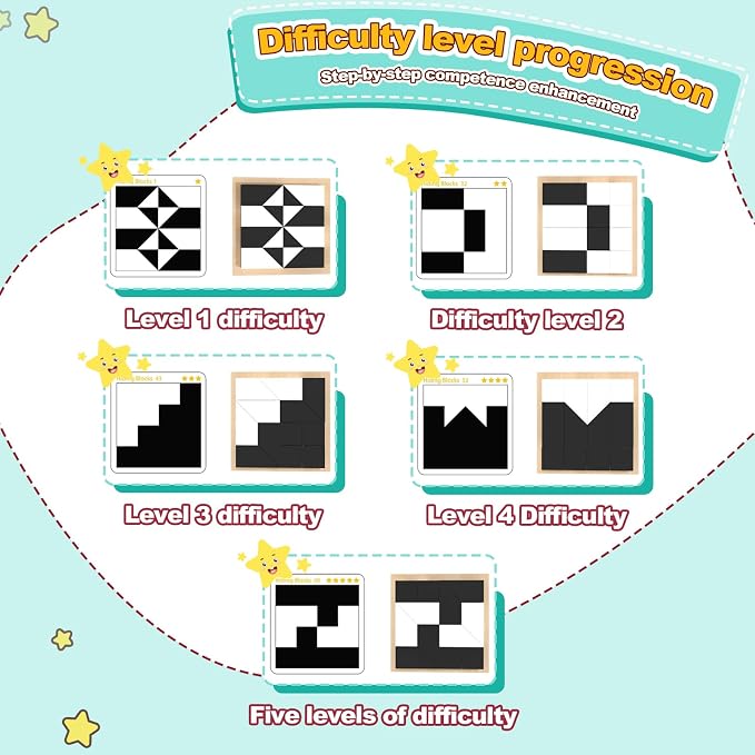 3D Spatial Stacking Puzzle, Brain Teaser for Kids & Adults, 16 ABS Geometric Pieces with Challenge Booklet & Storage Tray