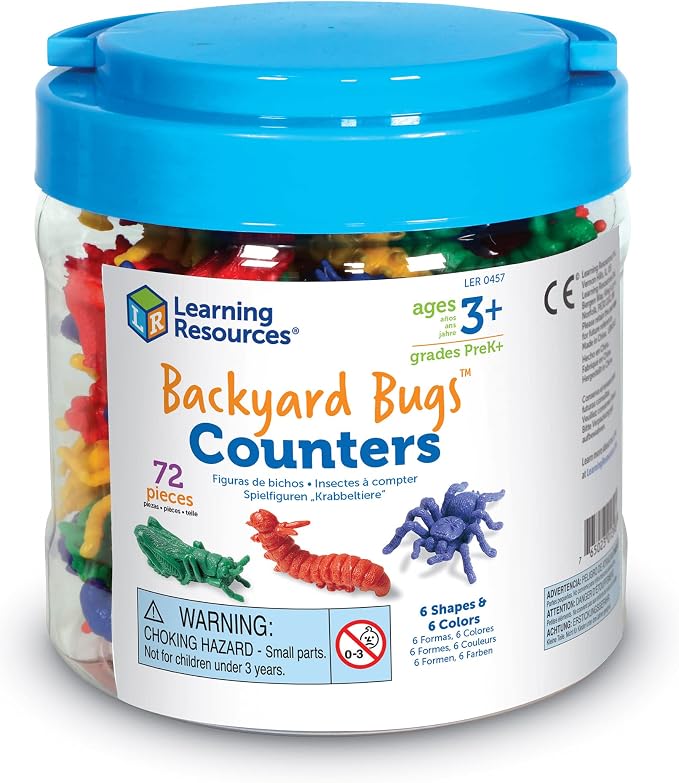 Learning Resources Backyard Bugs Counters - 72 Pieces, Ages 3+ Counting and Sorting Toys for Toddlers, Preschool Learning Toys