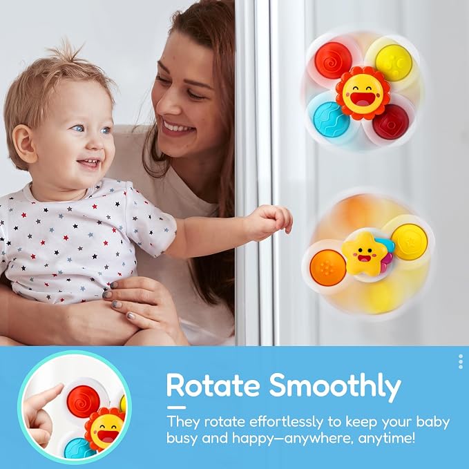 Pop Suction Cup Spinner Airplane Travel Toys for 1 Year Old Boy Girl | Novelty Spinning Tops Infant 12 18 Months,1 2 Year Old Boy Birthday Gift for Toddlers ,Sensory Baby Bath Toy Kids Ages 1-3