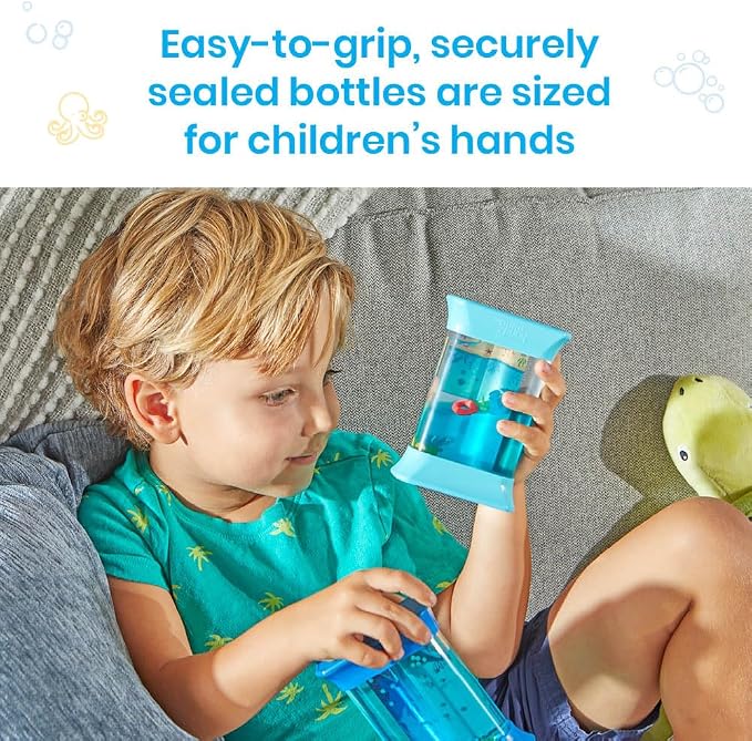 hand2mind Exploring Ocean Forces Sensory Bottles, Science Toys, Ages 3+ | Calm Down Corner Supplies, Quiet Fidgets for Classroom, Travel Toddler Toys, Preschool Classroom Must Haves