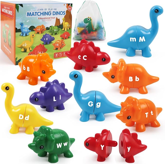 26pcs Alphabet Dinosaurs Matching Toy, Toddlers ABC Learning Dinosaurs | 26pcs, Matching & Sorting Game, Sensory Toy, Preschool Learning Activities, Educational Gifts, Ages18M+