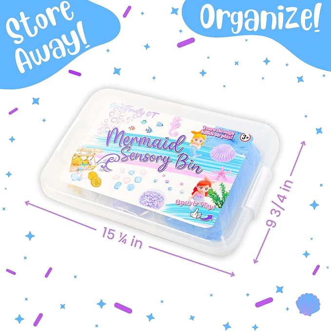 38 PCS Mermaid Sensory Bin with 2 lb Magic Sand, Ocean Molds & Treasure Accessories – Creative Sand Play Gift for Girls Ages 3–8