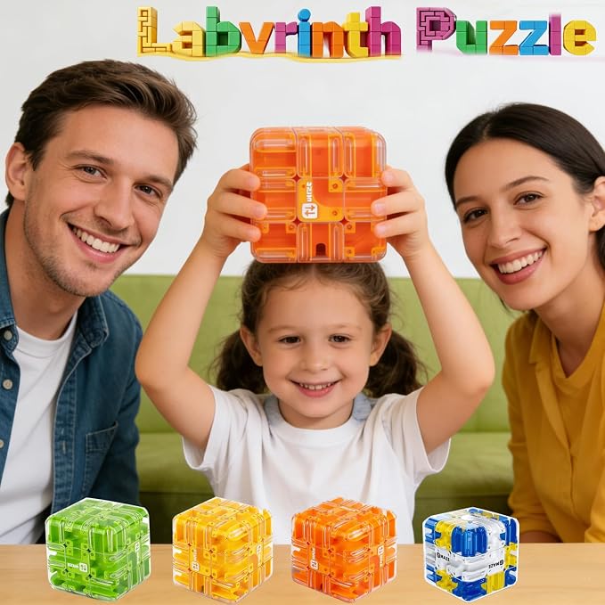 Large 3D Labyrinth Cube Puzzle, Puzzles Maze Cube Ball for Kids, Education Sensory Toys Rubik Race Game Spatial Awareness Brain Training Toy for Stress Relief for Adults Teens(Green)