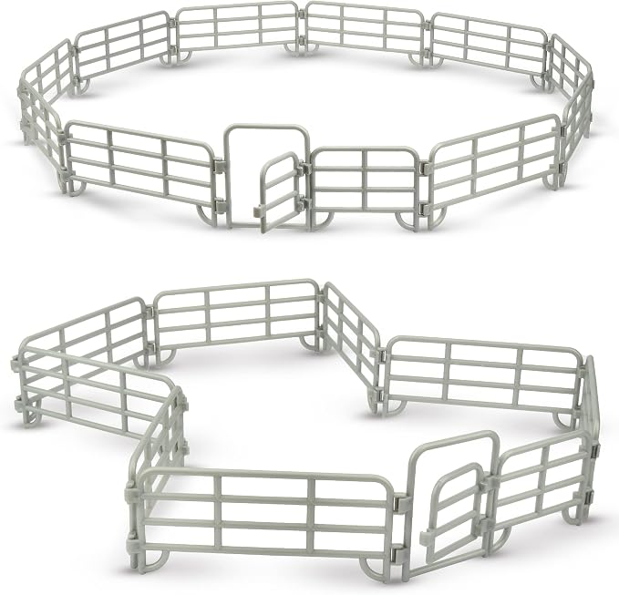 TOYMANY 20PCS Plastic Fence Toys Corral Fencing Panel Accessories Playset | Includes 2 Gates Fences, for Barn Paddock Horse Stable or Farm Animals Horses Figurines, Educational Gift for Kids Toddler