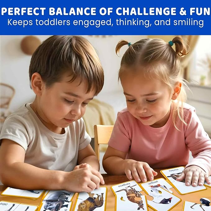QUOKKA Toddler Puzzles Ages 2-4 – 100% Self-Correcting 16 Realistic Matching Wild Animals – Educational Toddler Puzzles Ages 1-3 with 32 Pieces - Memory Matching Games for 3-5 Years Old Boys and Girls
