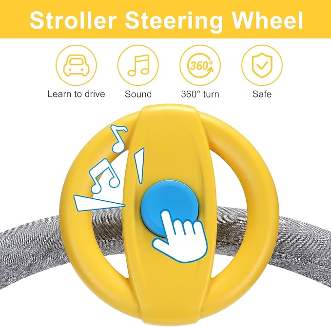 Accmor Stroller Steering Wheel Toy, Steering Wheel for Shopping Carts | Simulated Steering Wheel Universal Detachable Pretend Driving Funny Stroller Toy Attachment