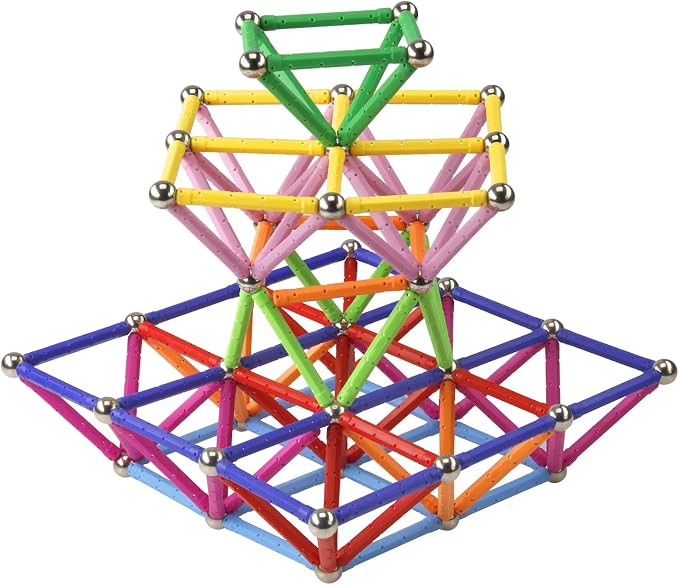 160 Pcs Magnet Building Sticks Kids Toys, Lengthen Magnetic Construction Building Blocks Set 3D Brain Training Learning Educational DIY STEM Toys