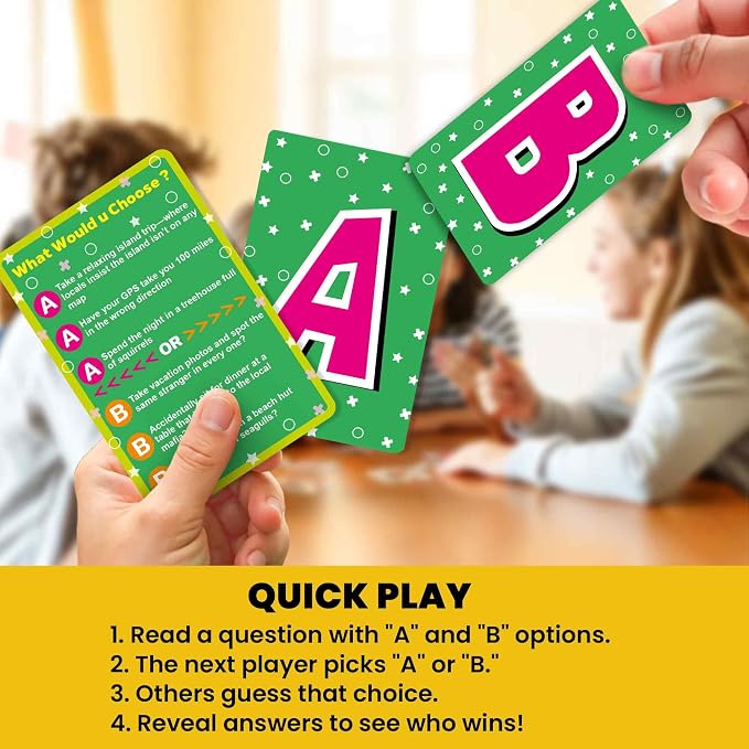 QUOKKA Card Game for Teens, Kids, Adults – 500+ Hilarious Travel & Vacation Scenarios | Funny Getaways What Would You Choose Challenge | Family Nights & Party Game for Friends, Road Trips & Sleepovers