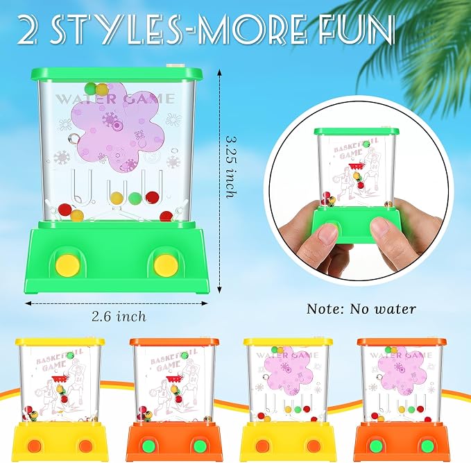 Gejoy 4 Pieces Water Games Handheld for Kid Small Retro Waterful Ring Toss Handheld Game Birthday Goodie Bags Stuffers School Classroom Prize Reward Pastime Car Toy Fidget for Boy Girl(Stylish Style) | Retro Waterful Games for Kids Party Favors, Classr...