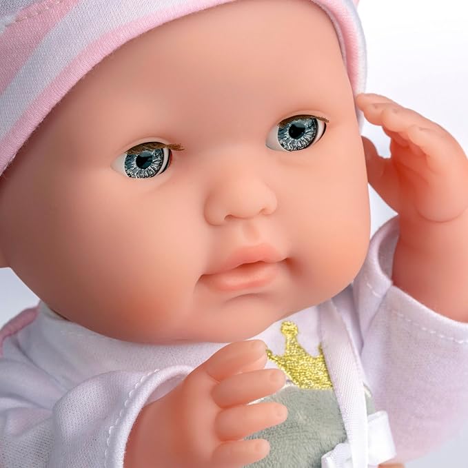 15" Realistic Soft Body Baby Doll with Open/Close Eyes | JC Toys - Berenguer Boutique | 10 Piece Gift Set with Bottle, Rattle, Pacifier & Accessories | Pink | Ages 2+