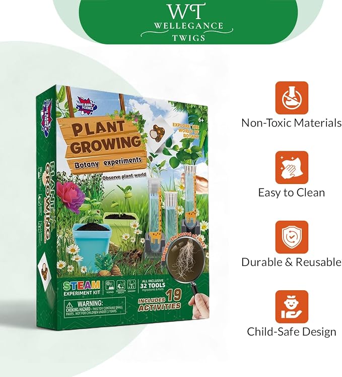 Plant Growing Science Kit for Kids - 19 Botany Experiments with Hydroponic Growing, Root Science & Transpiration - STEM Gardening Gift for Boys & Girls - Birthday Gift Ages 8, 9, 10, 11, 12
