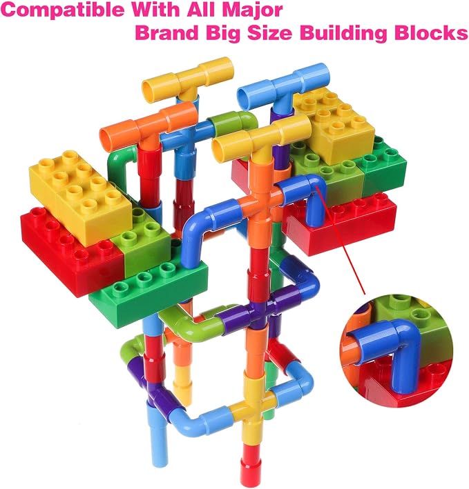 burgkidz 426 Pieces Toy Pipe, Creative STEM Tube Locks Construction with Wheels and Mini Baseplate, Interlocking Educational Sensory Kit, Preschool Learning Toys for Boy and Girls Ages 3+ | 426 pcs: cars, planes, houses & more. 396 tubes, 24 wheels, 6 ...